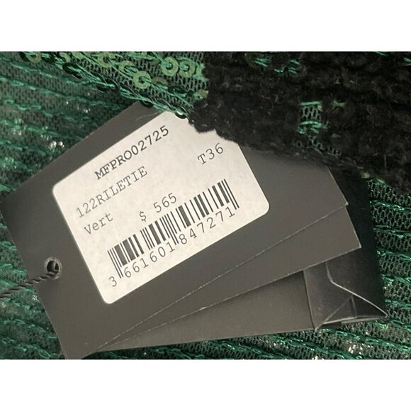 Maje $565 Green Sequin Embroidered Mini Dress Size 36 Small NWT - Picture 7 of 9